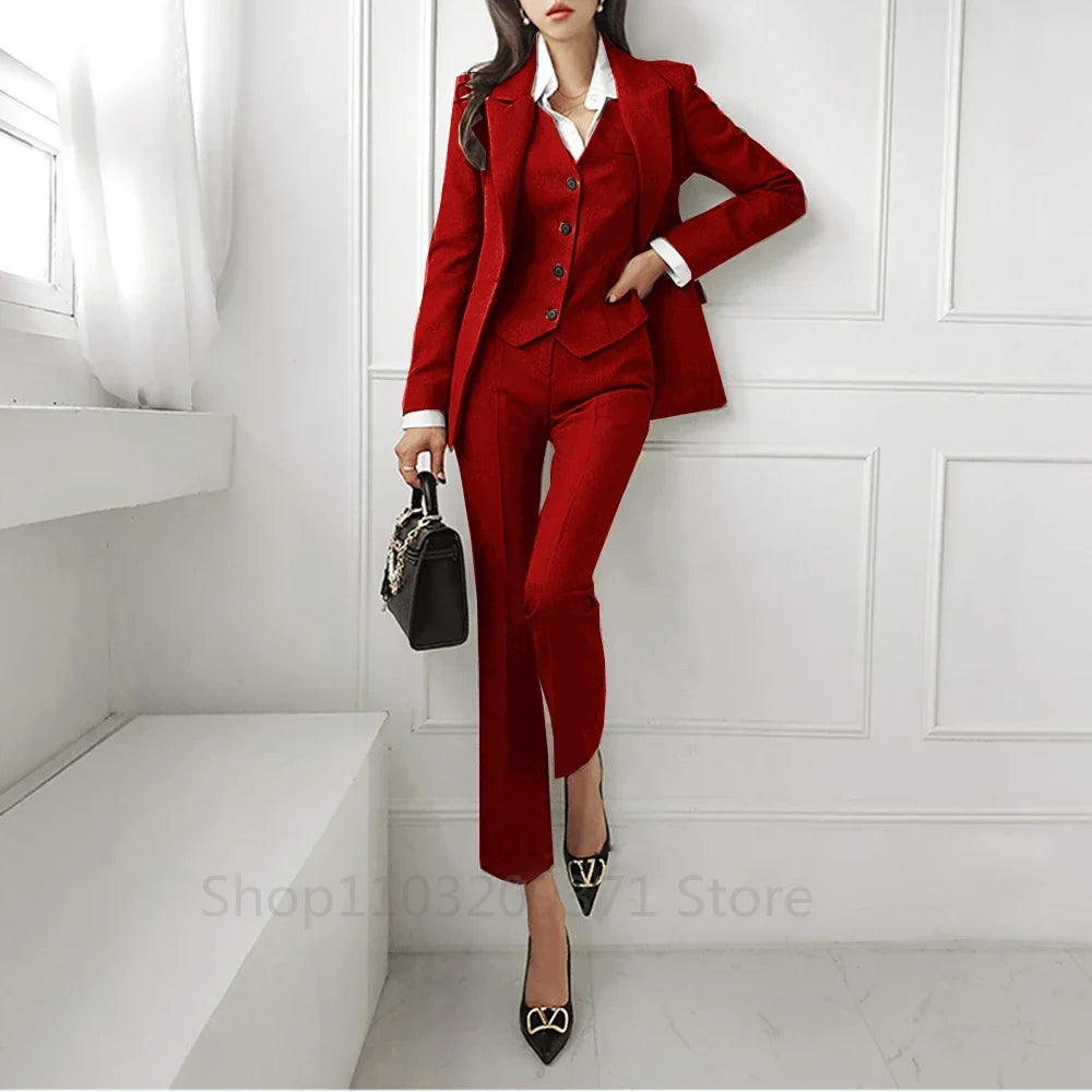 Women's 3 Piece Suit Plus Size Single Breasted Custom Elegant Point Collar Wedding Tuxedo Dresses for Prom Womens Clothing