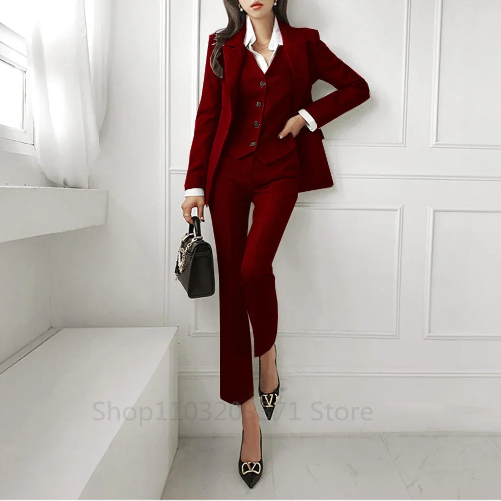 Women's 3 Piece Suit Plus Size Single Breasted Custom Elegant Point Collar Wedding Tuxedo Dresses for Prom Womens Clothing