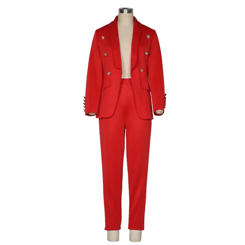 2025 European and American new women's clothing new fashion solid color two-piece casual suit suit elegant temperament