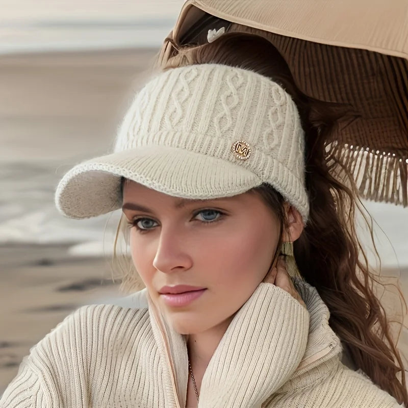 Autumn and Winter Woolen Duck Tongue Cap Teenage Fashion Versatile Hat Female Leakage Ponytail Outdoor Padded Warm Knitted Cap