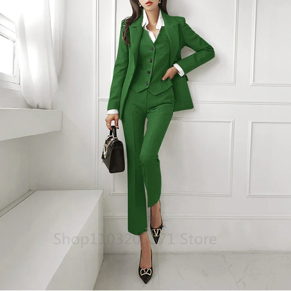 Women's 3 Piece Suit Plus Size Single Breasted Custom Elegant Point Collar Wedding Tuxedo Dresses for Prom Womens Clothing