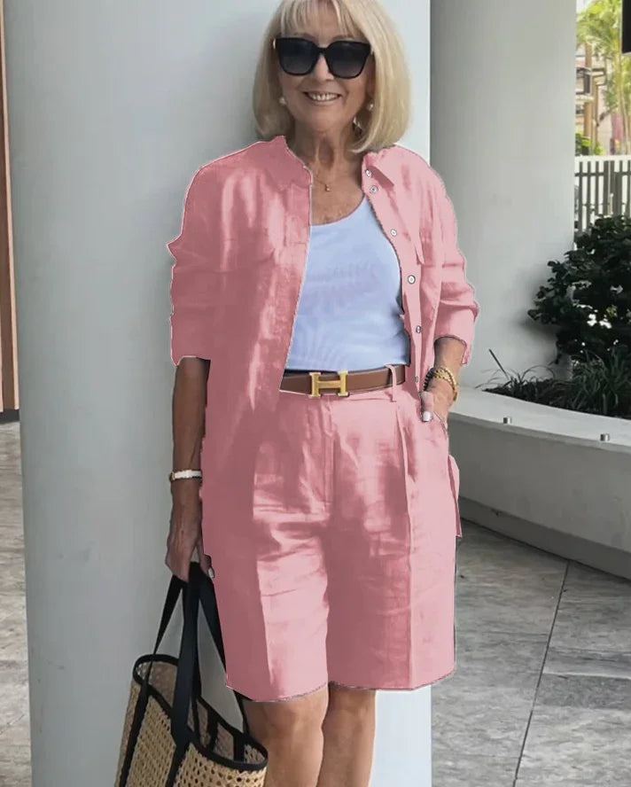 Women's suit long-sleeved shorts suit 2025 spring new women's temperament commuting casual cardigan top shorts two-piece set